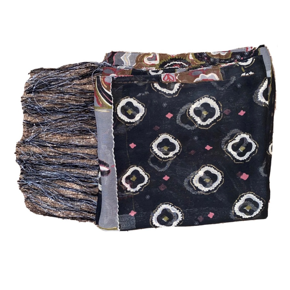 Black Print Rectangle Shawl Hijab Scarf Wrap